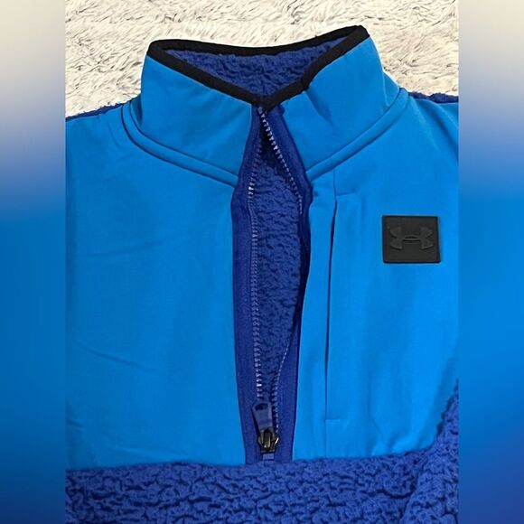 Boys Blue Under Amour 1/4 Zip Sherpa Jacket Youth Large - Picture 9 of 11